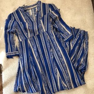 Freepeople long blue and tan dress